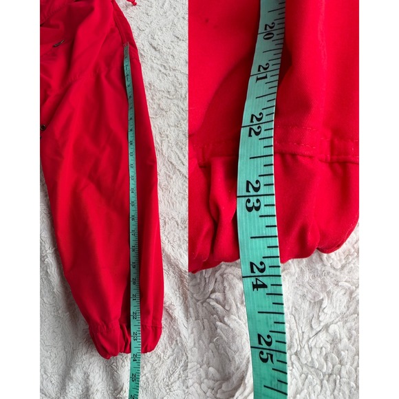 Nordstrom Vintage 90s Red Hooded Drawstring Waist Anorak Rain Jacket Hood S - Picture 6 of 17